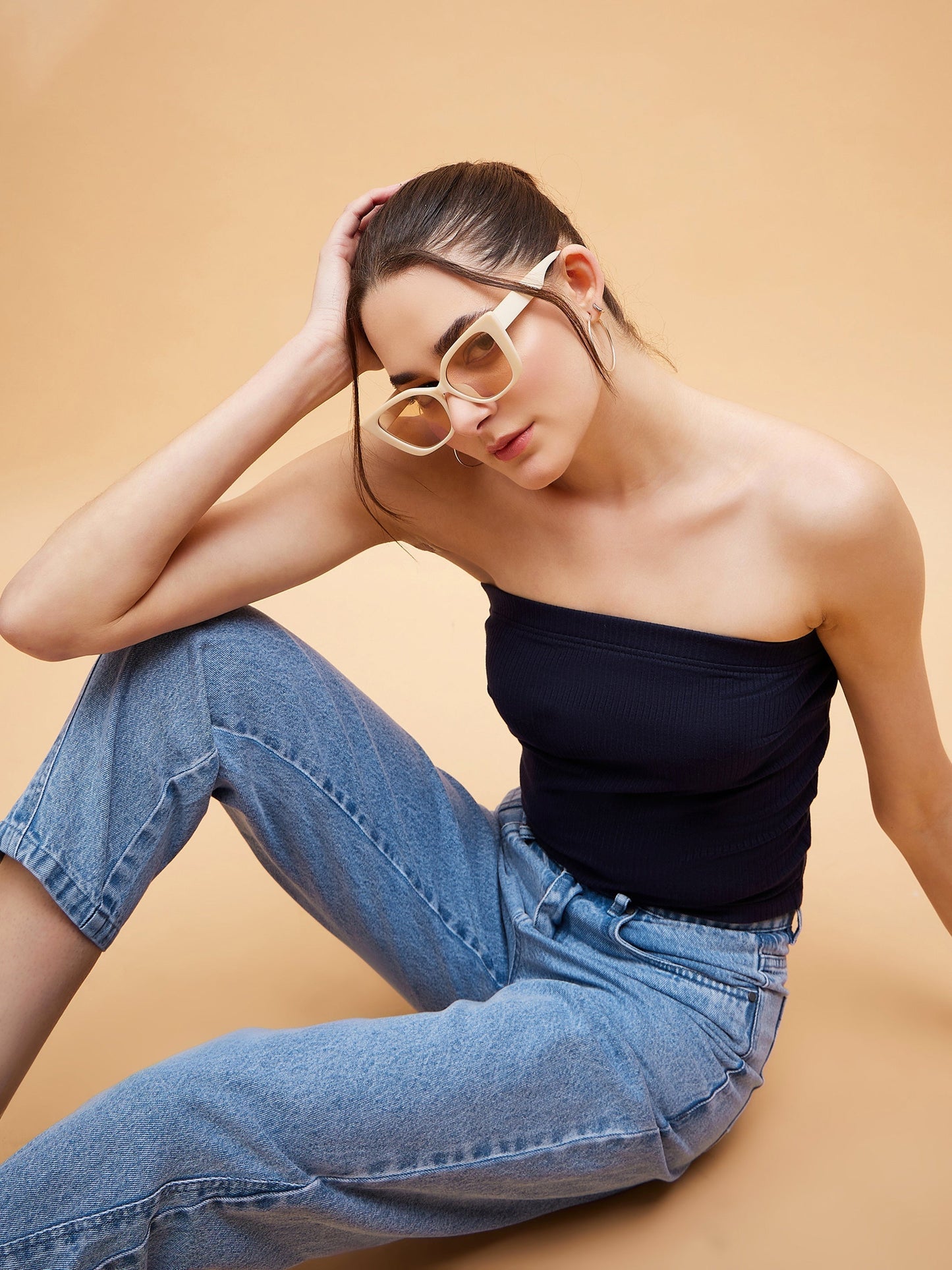 Navy Blue Rib Tube Top-SASSAFRAS BASICS