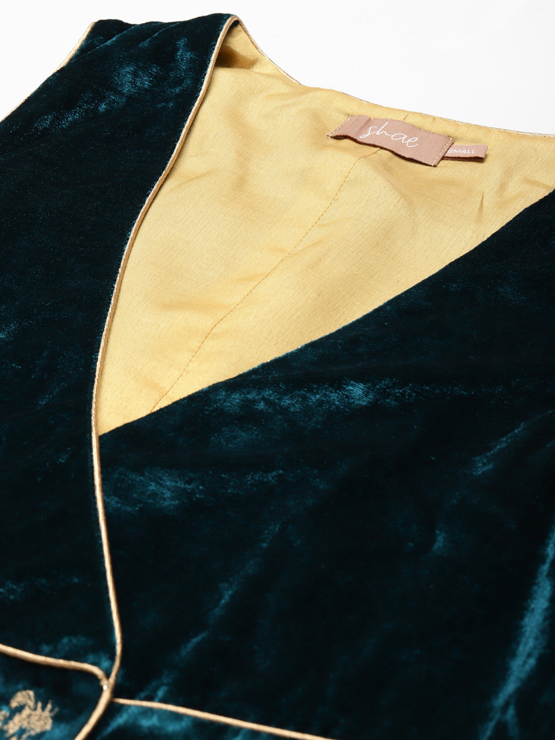 Teal Embroidered Velvet Waistcoat
