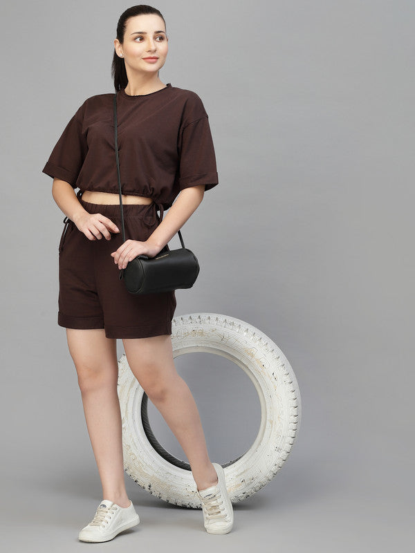 Odour Free Shorts With Round Neck T-shirt Co Ord Set For Women