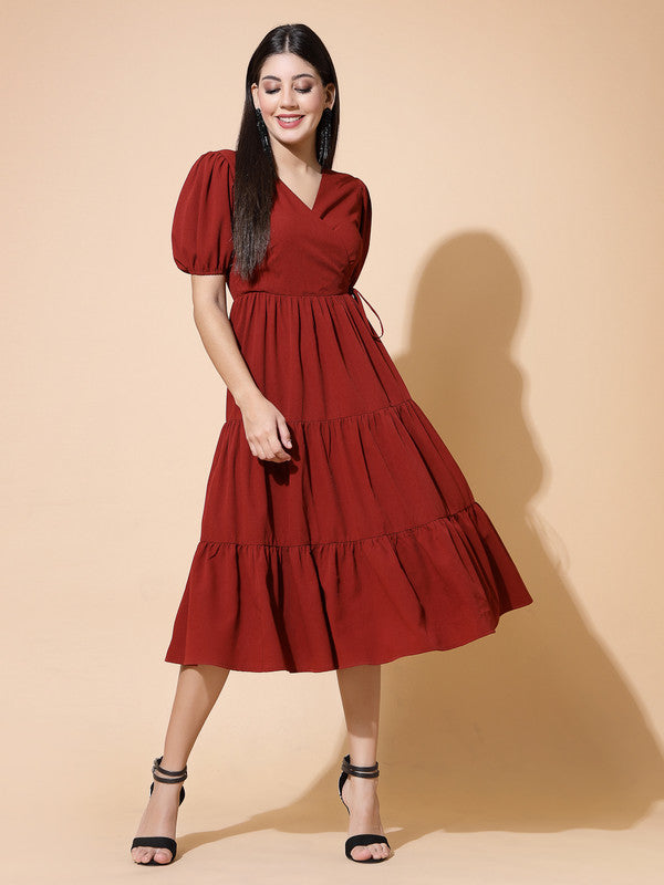 Odour Control V Neck Midi Dress For Women