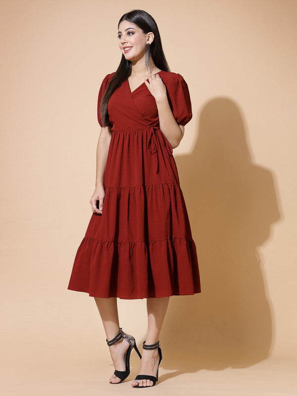 Odour Control V Neck Midi Dress For Women