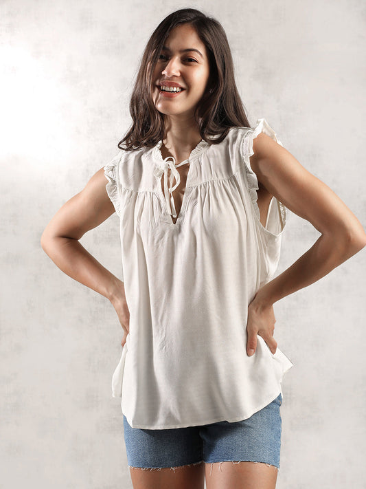 Women White Regular Fit Top