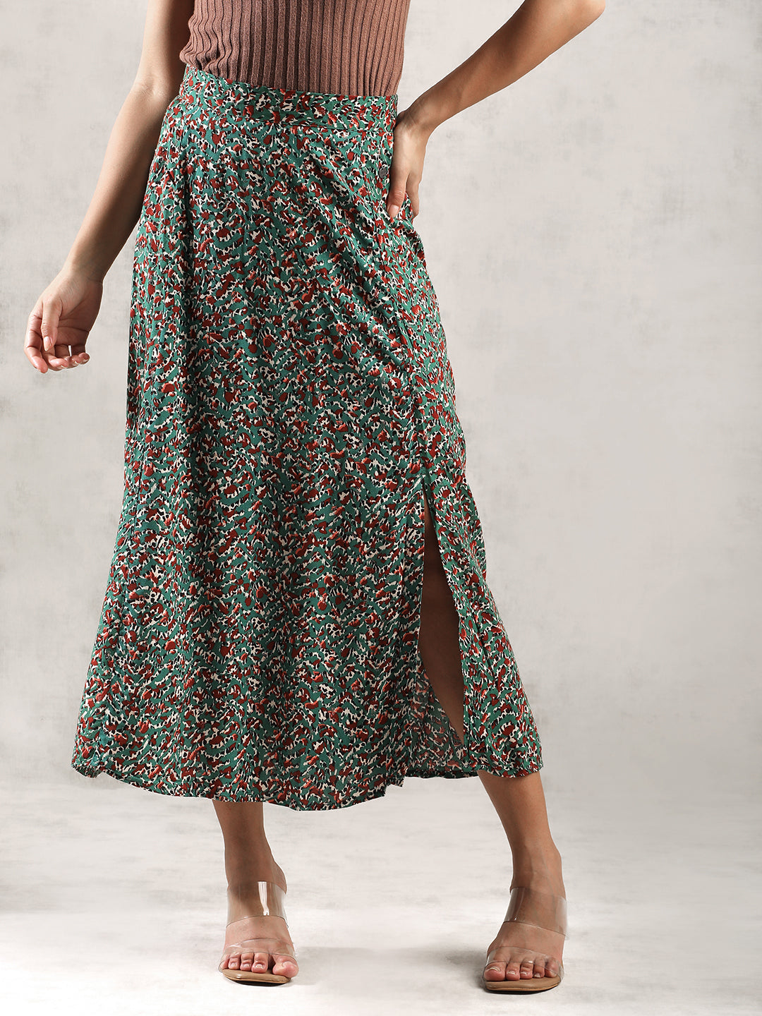 Women Green Regular Fit Skirt