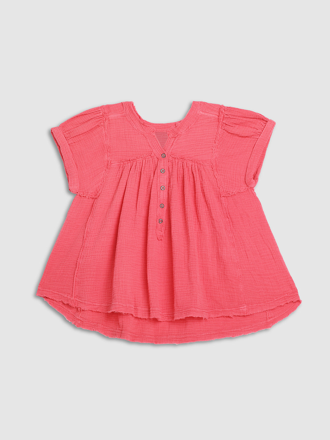 Women Pink Double Cloth Top