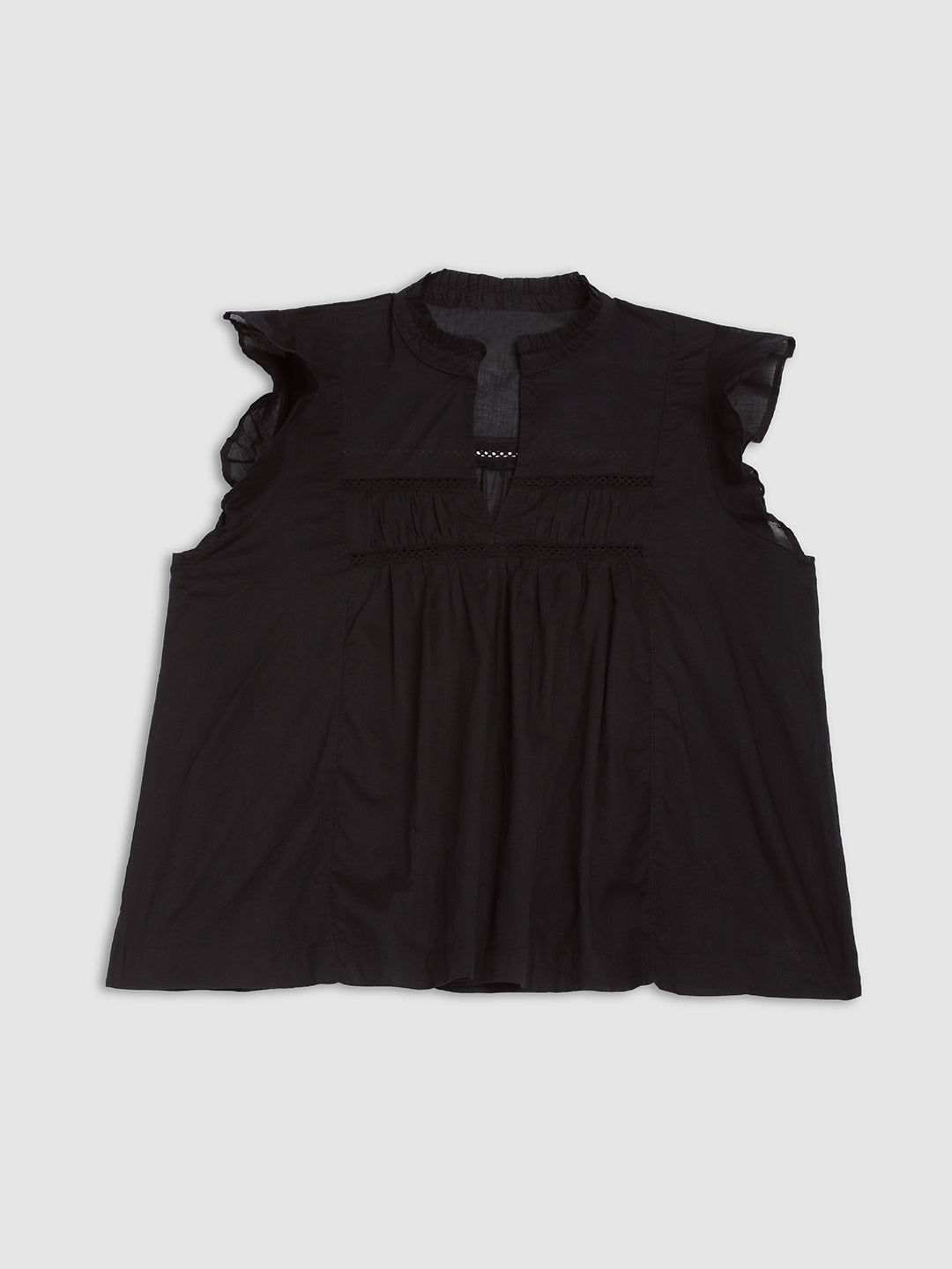Women Black Mandarin Collar Top