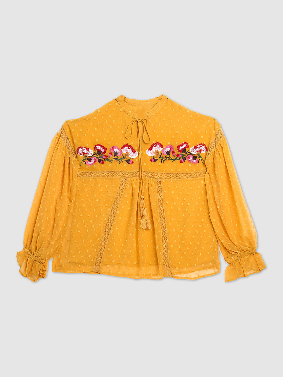 Women Mustard Self Design Textured Top