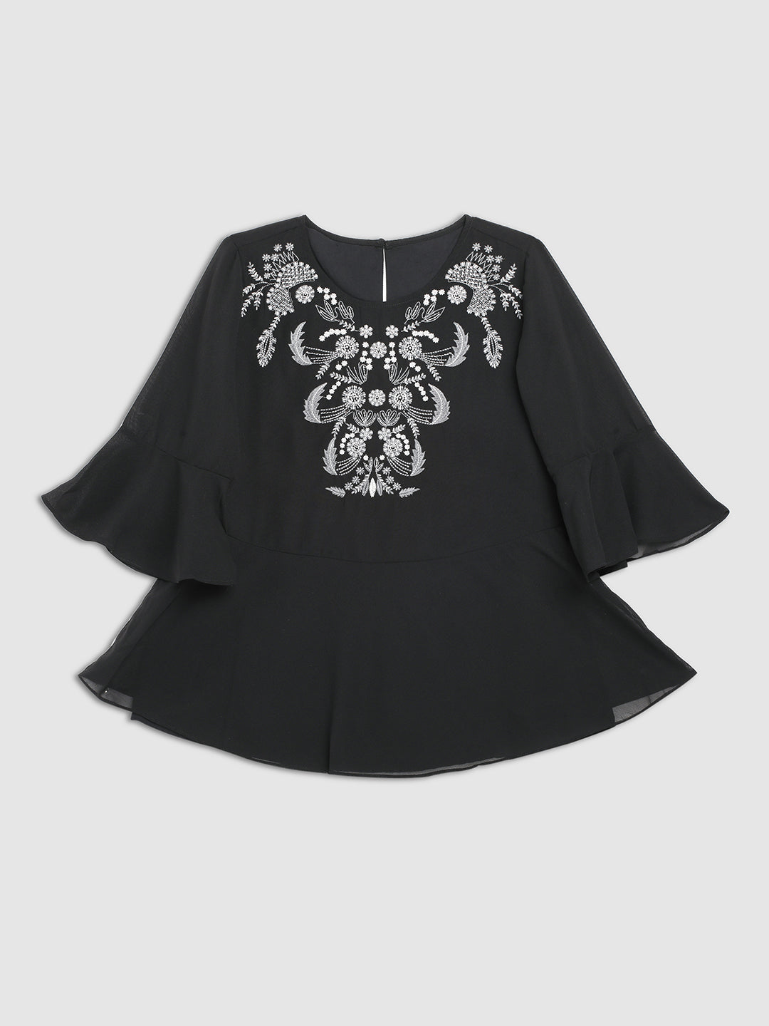 Women Black Embroidered Top