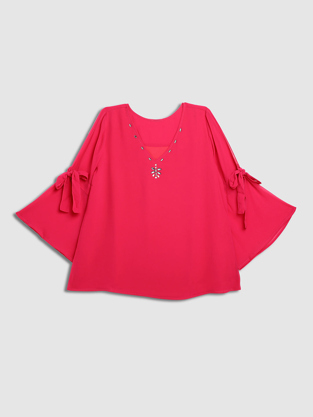 Women Pink A-Line Bell Sleeve Top