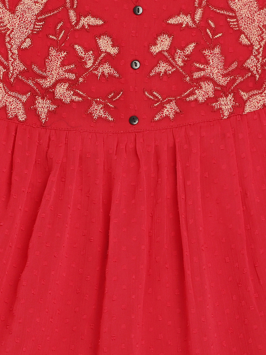 Women Red Textured Regular Fit Top