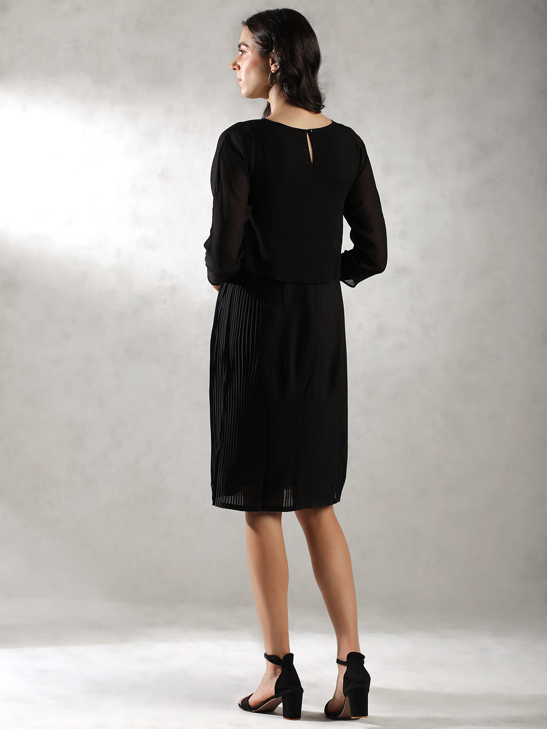 Women Black Sequinned Midi Dress