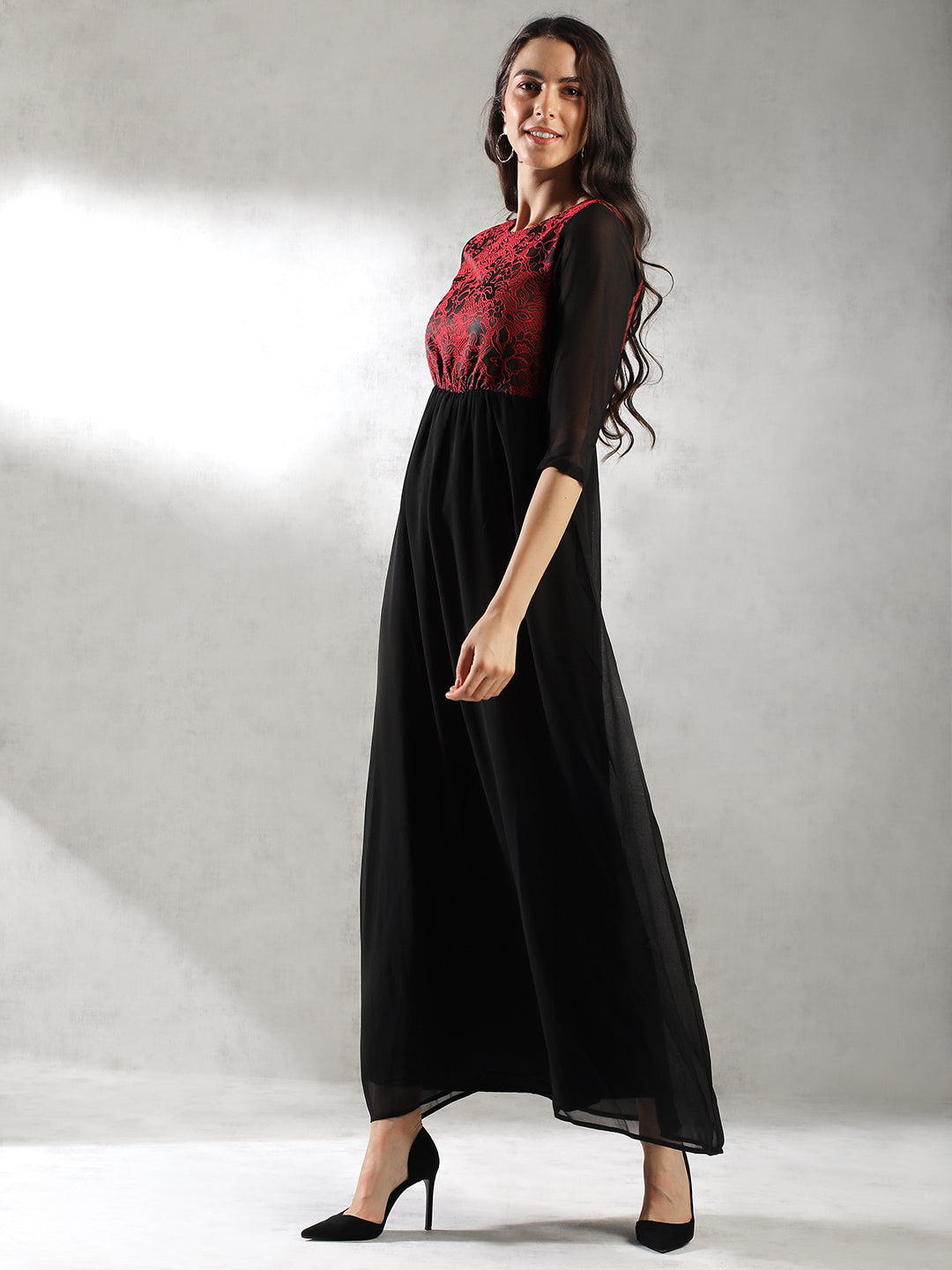 Women Black Maxi Festive Dress