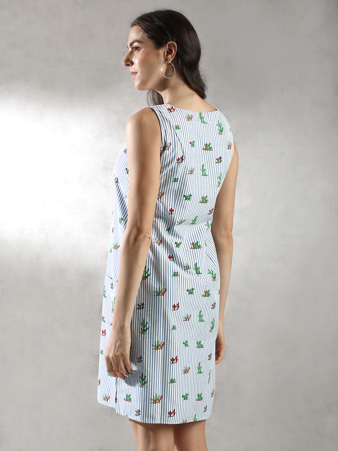 Women Blue Printed Casual Dress