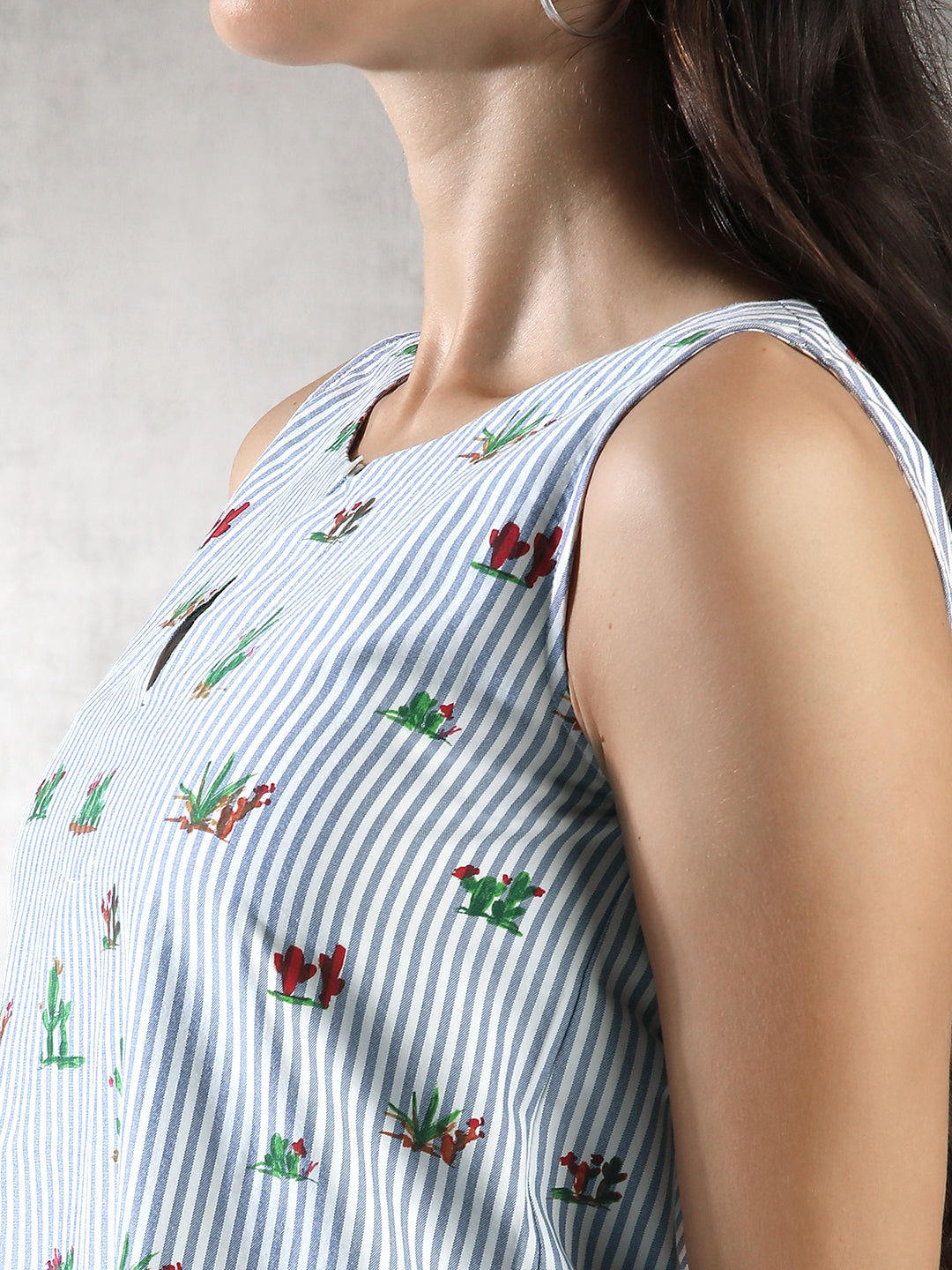 Women Blue Printed Casual Dress