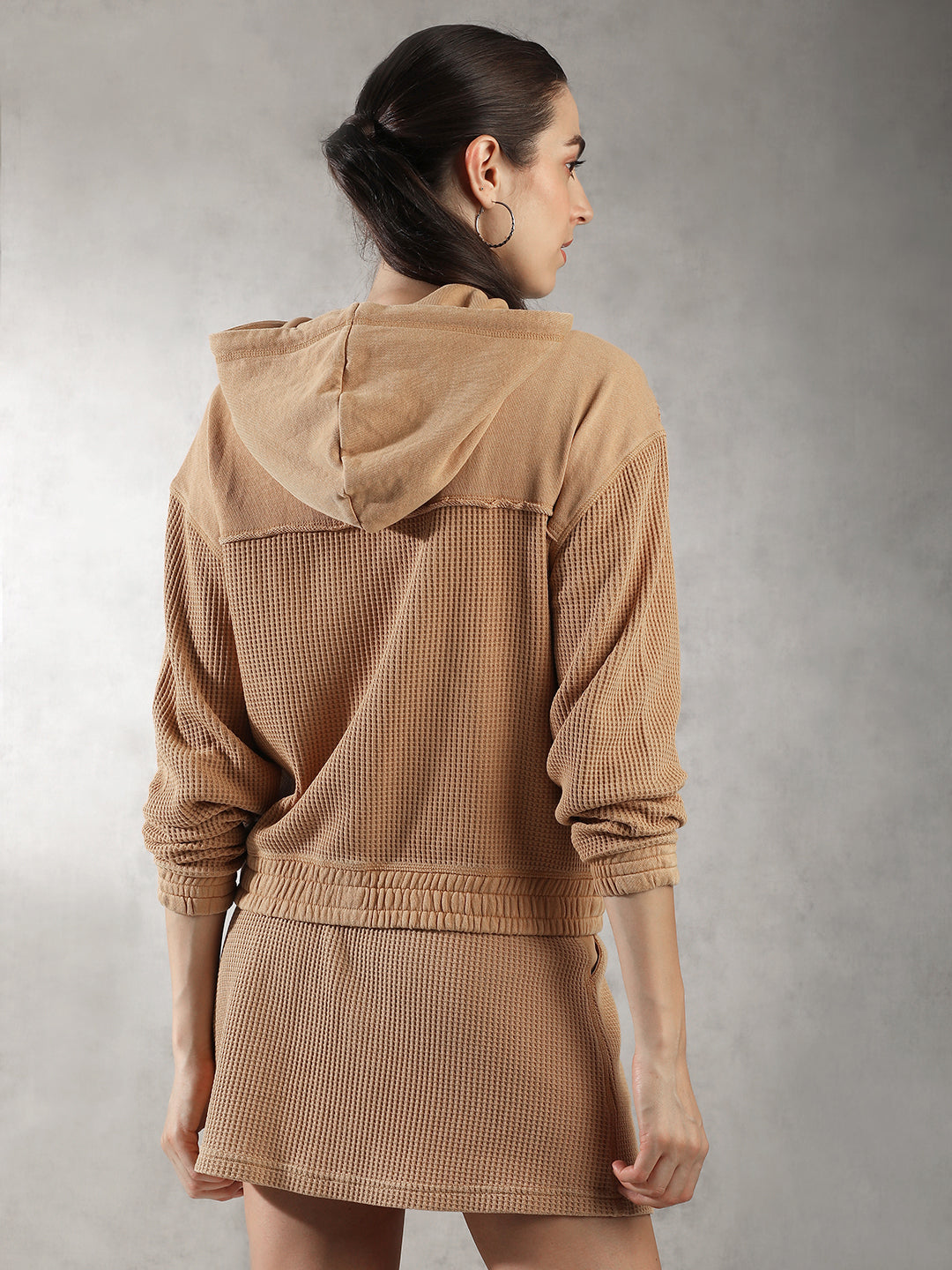 Women Brown Waffle Textured Jacket