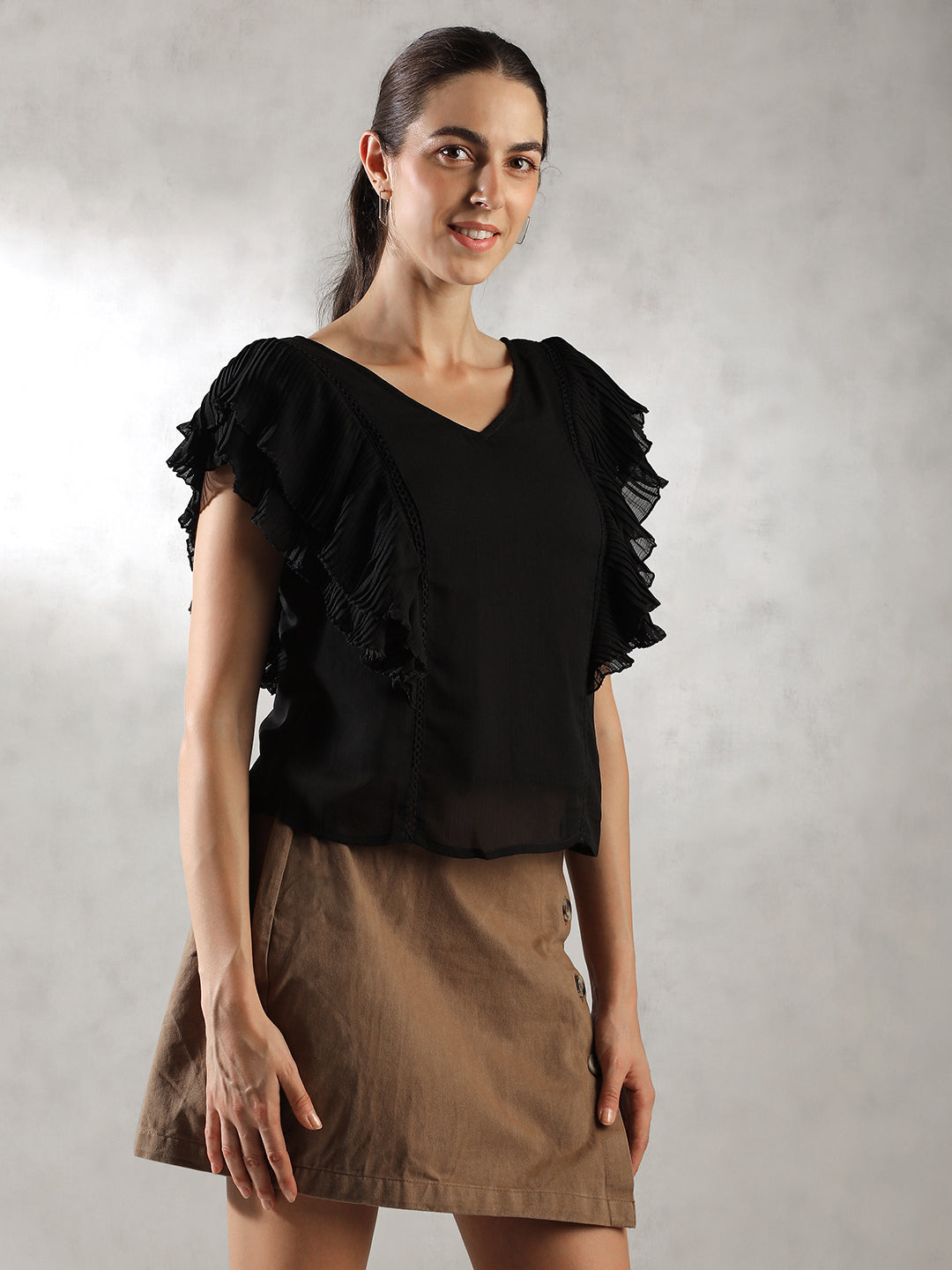 Women Black versatile OOTD Tops