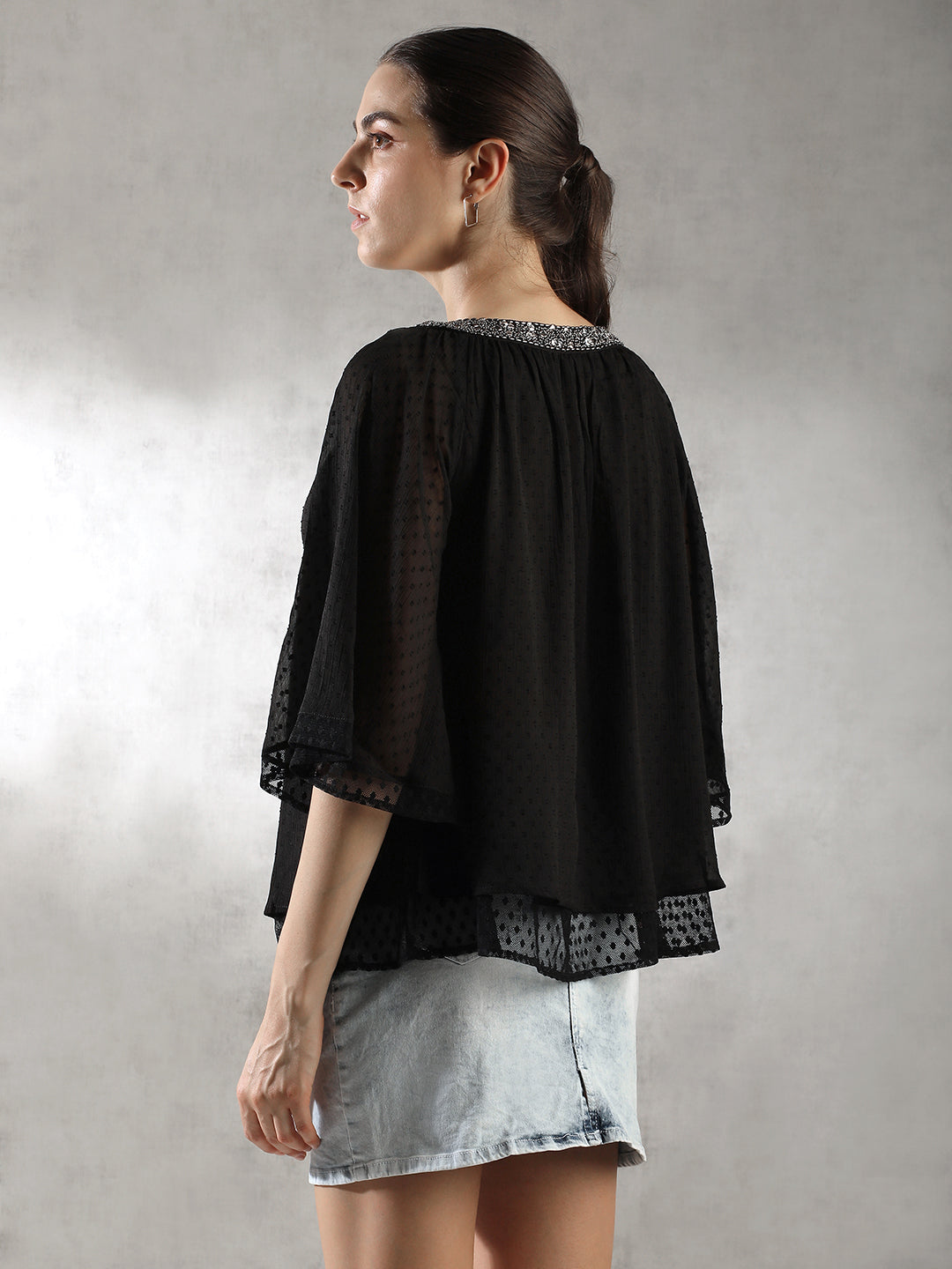 Women Black A-Line Top