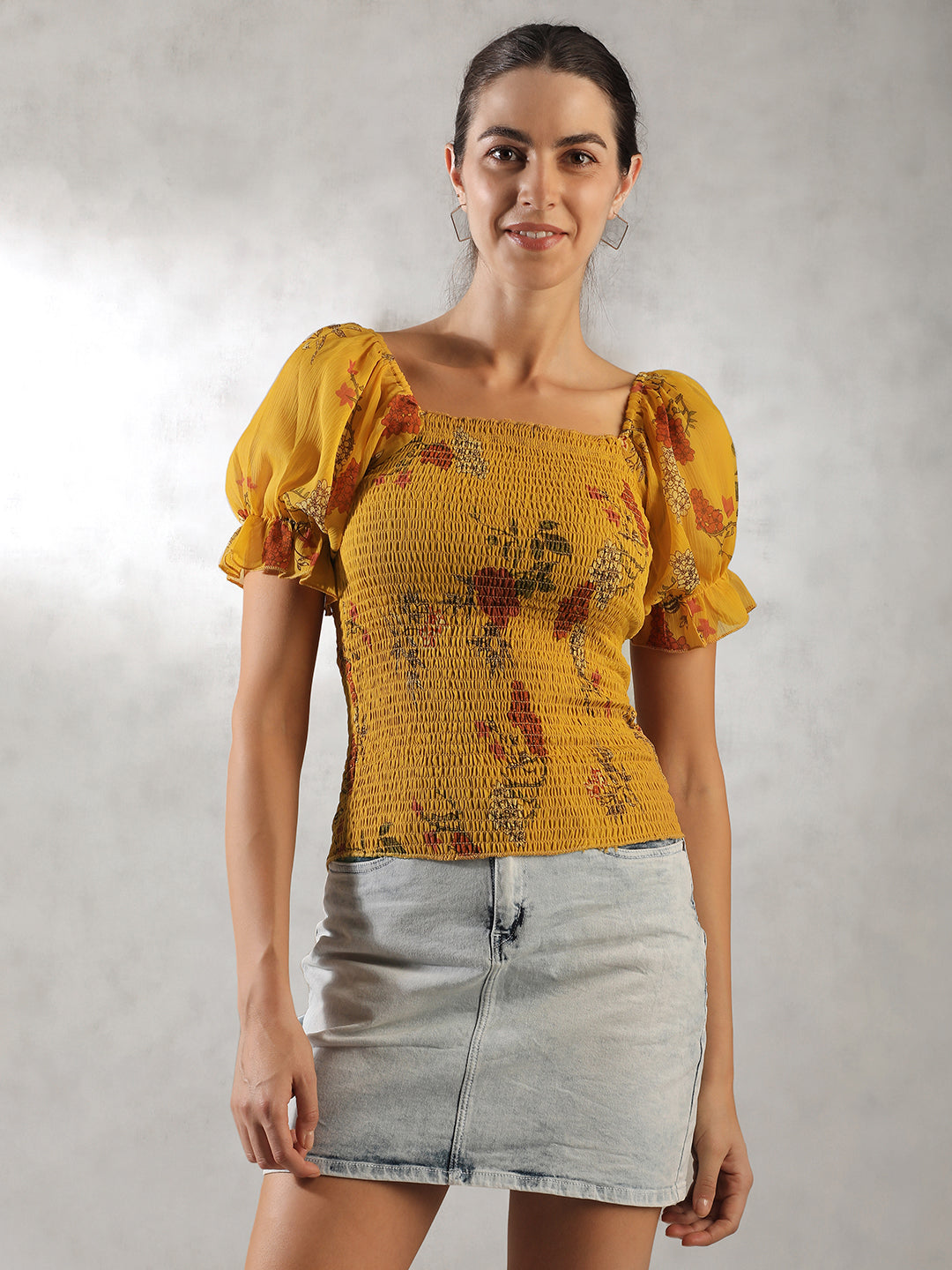 Women Yellow Fitted Top