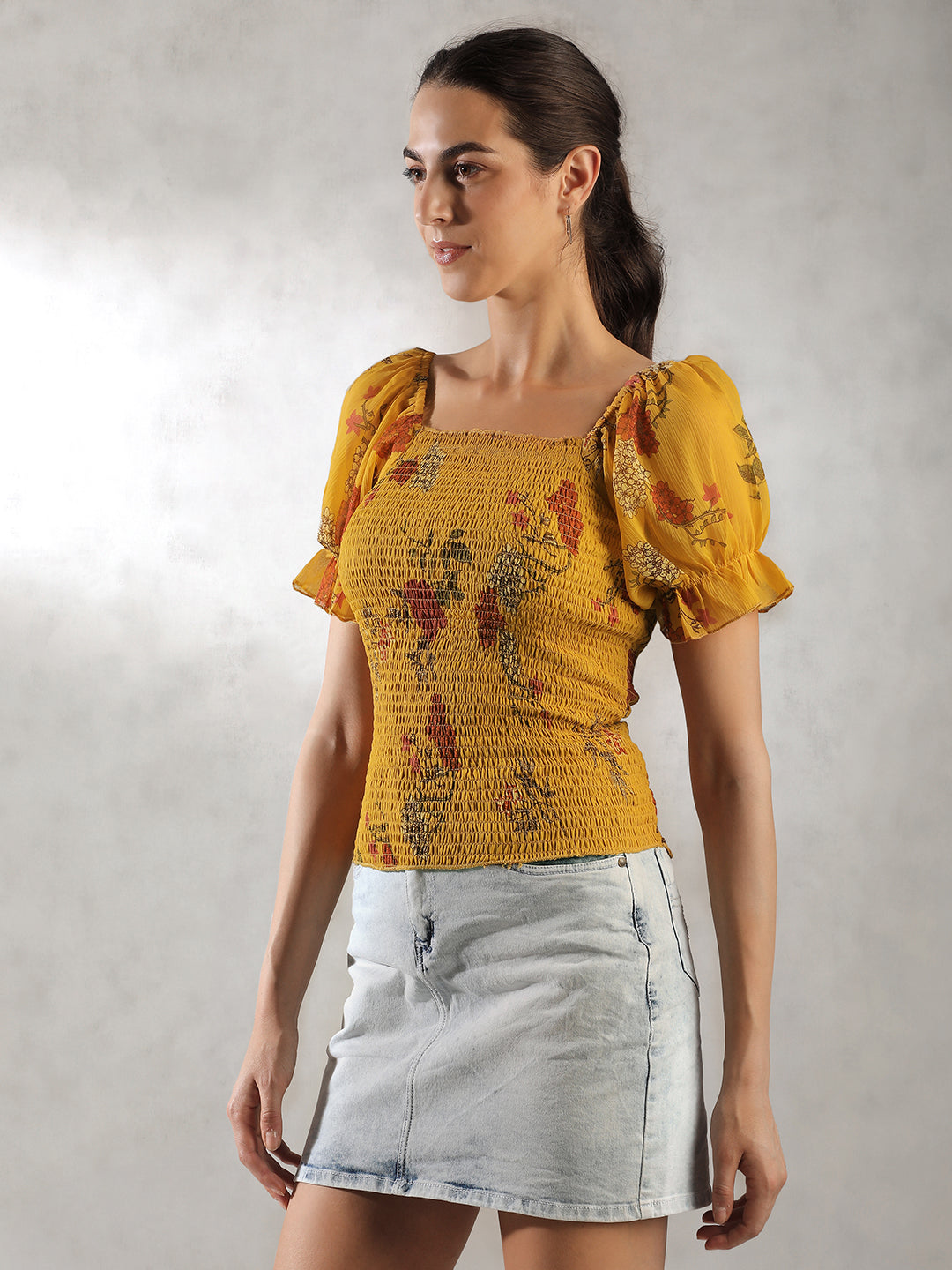 Women Yellow Fitted Top