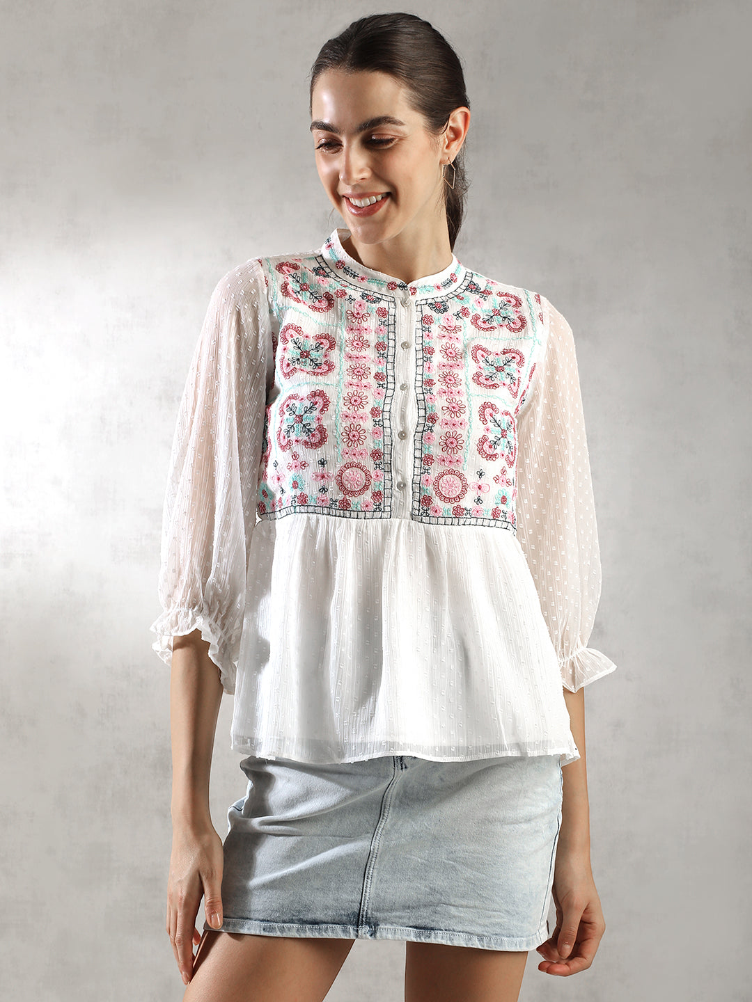 Women White Regular Fit Top