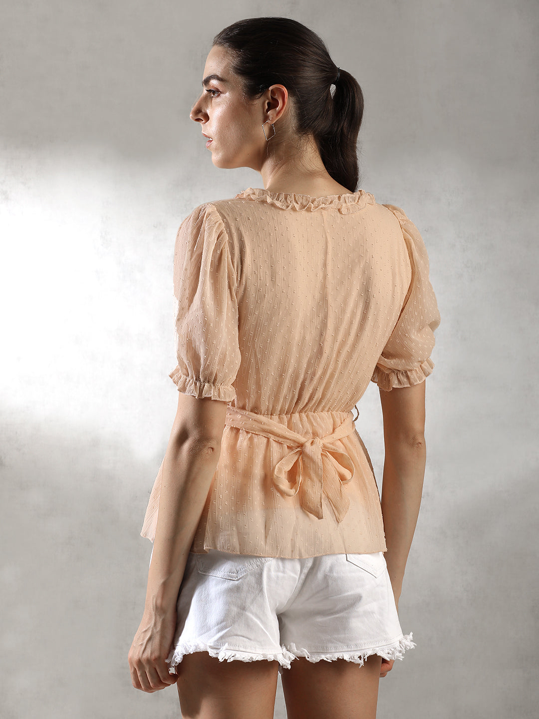 Women Peach Waist Belt Top