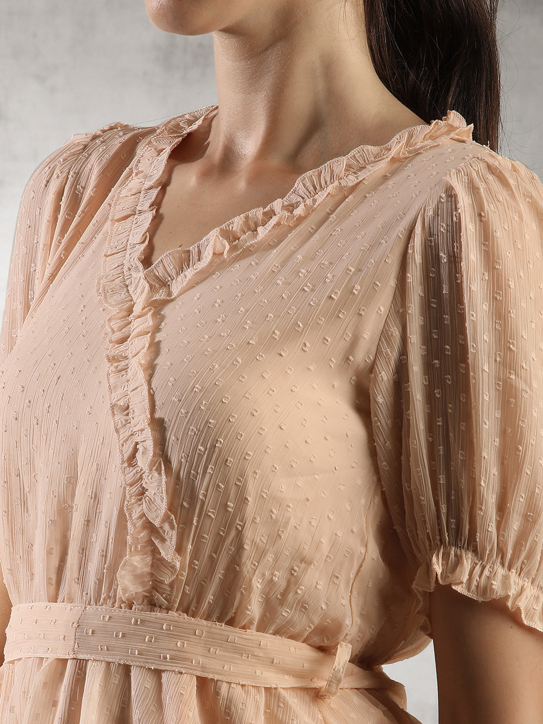 Women Peach Waist Belt Top
