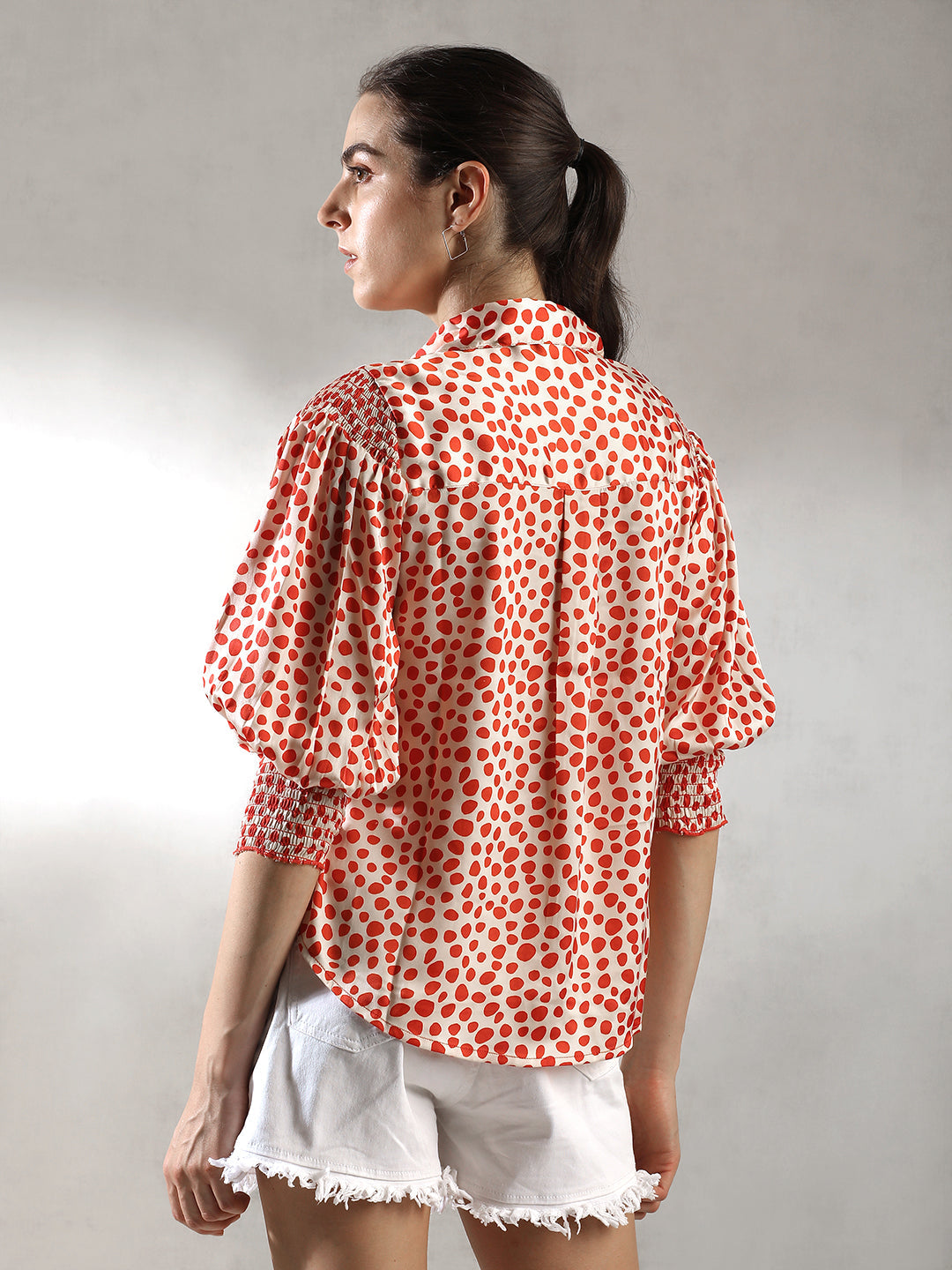 Women Orange Printed Casual Top