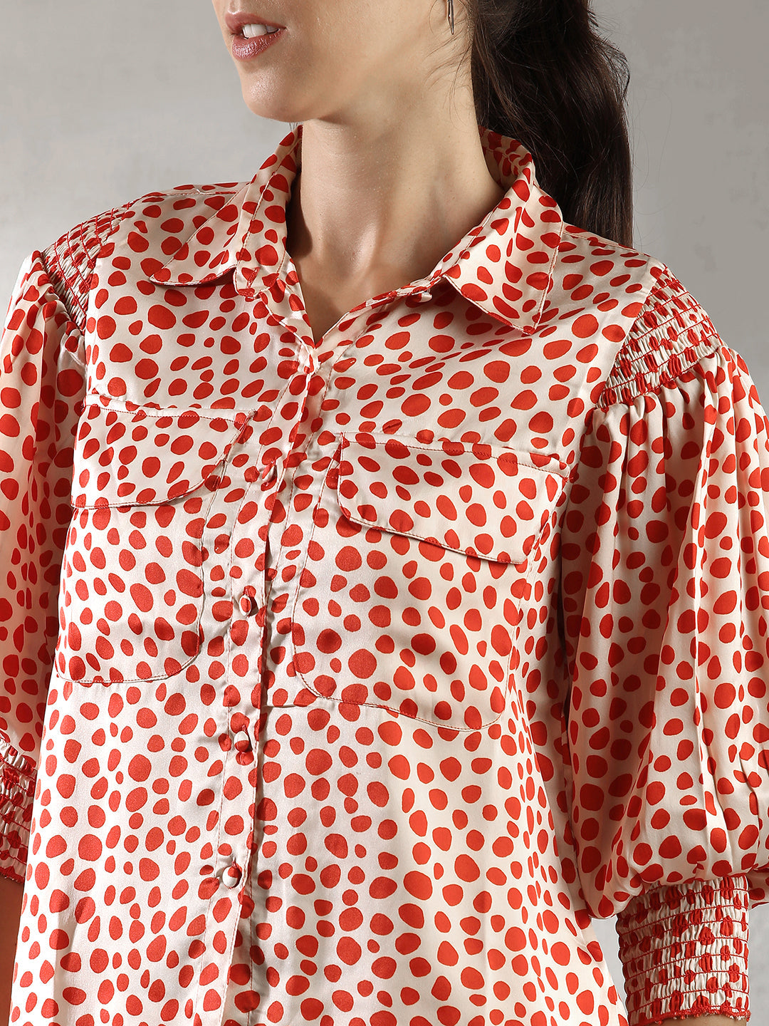 Women Orange Printed Casual Top