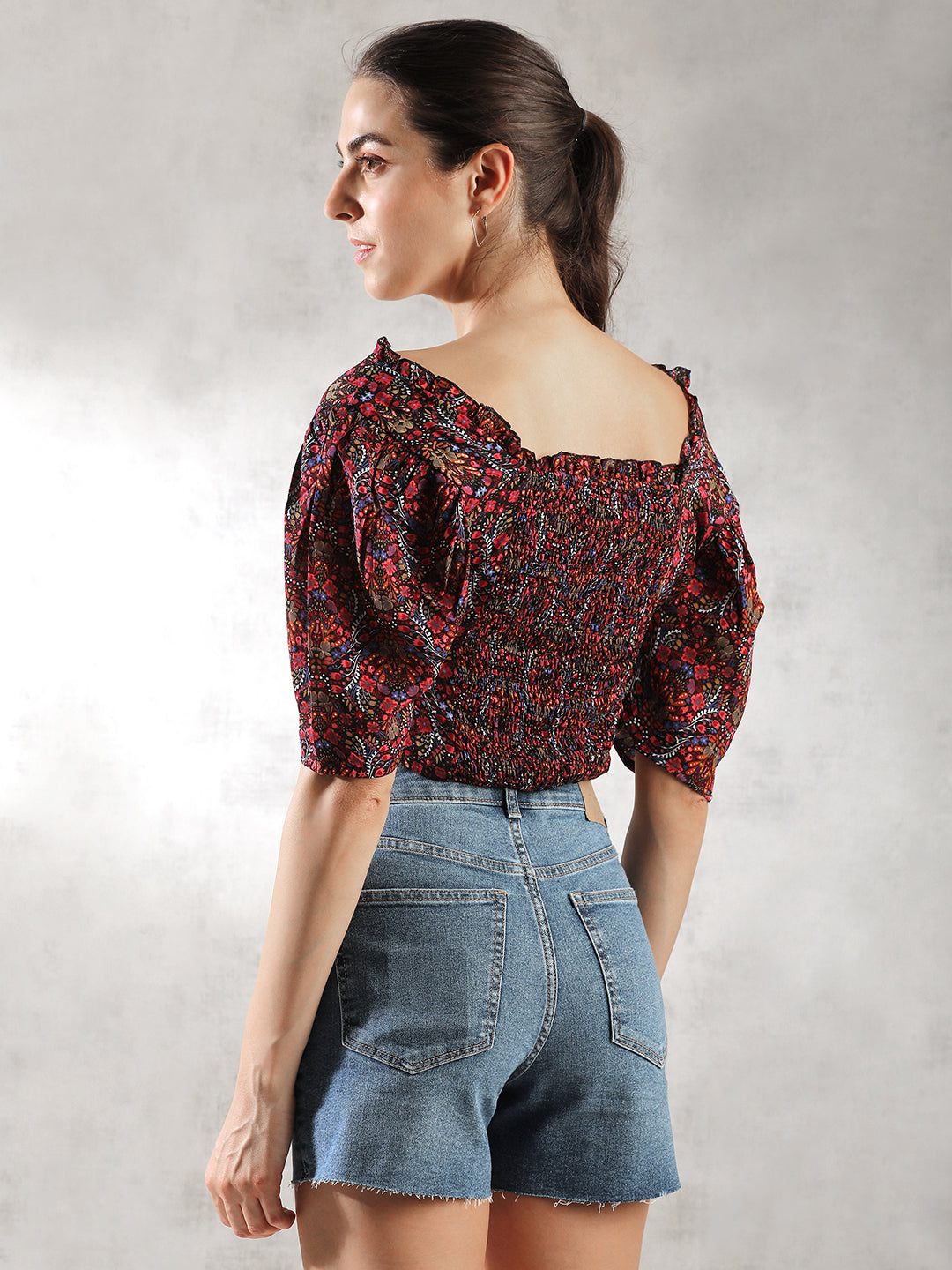 Women Printed Casual Crop Top