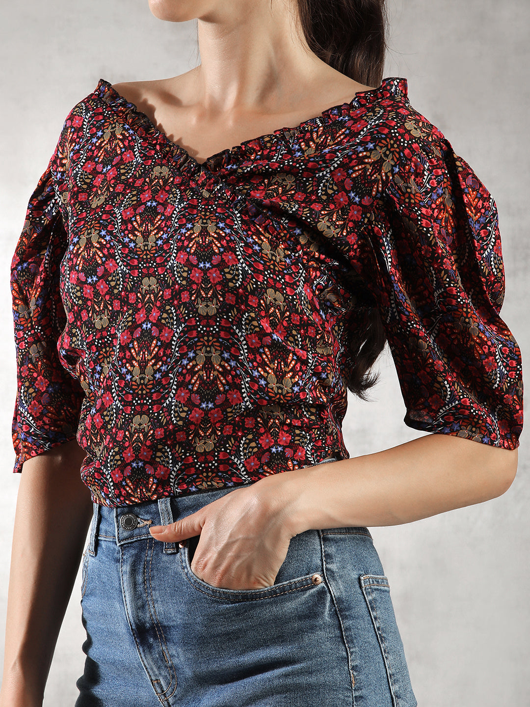 Women Printed Casual Crop Top