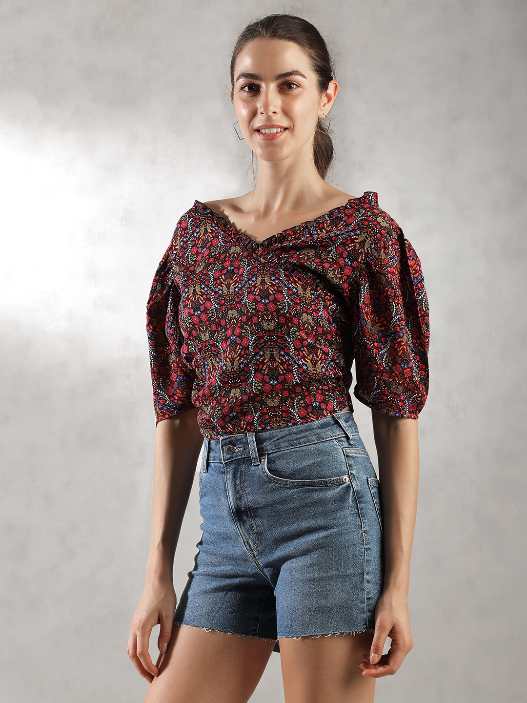 Women Printed Casual Crop Top