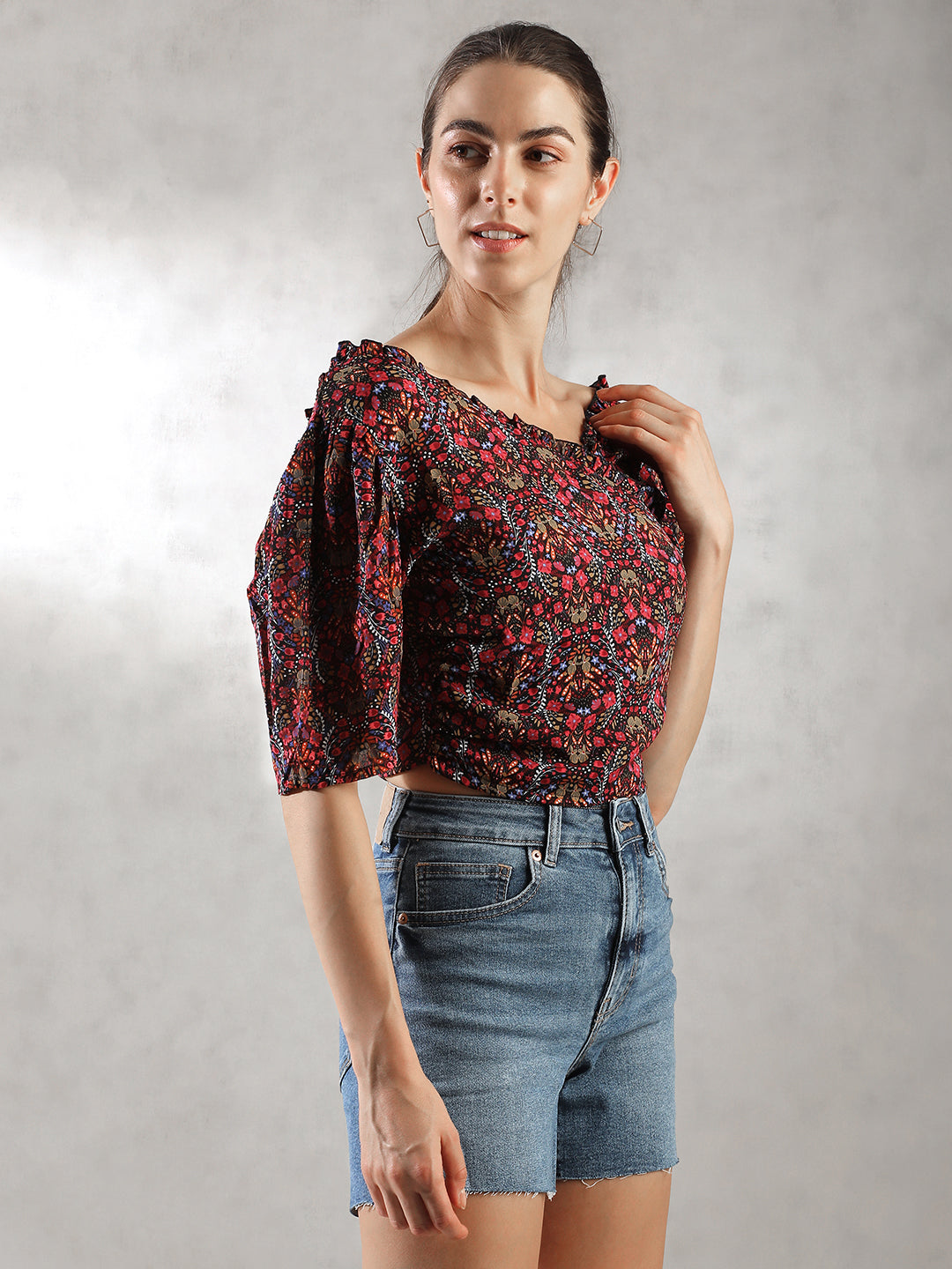 Women Printed Casual Crop Top