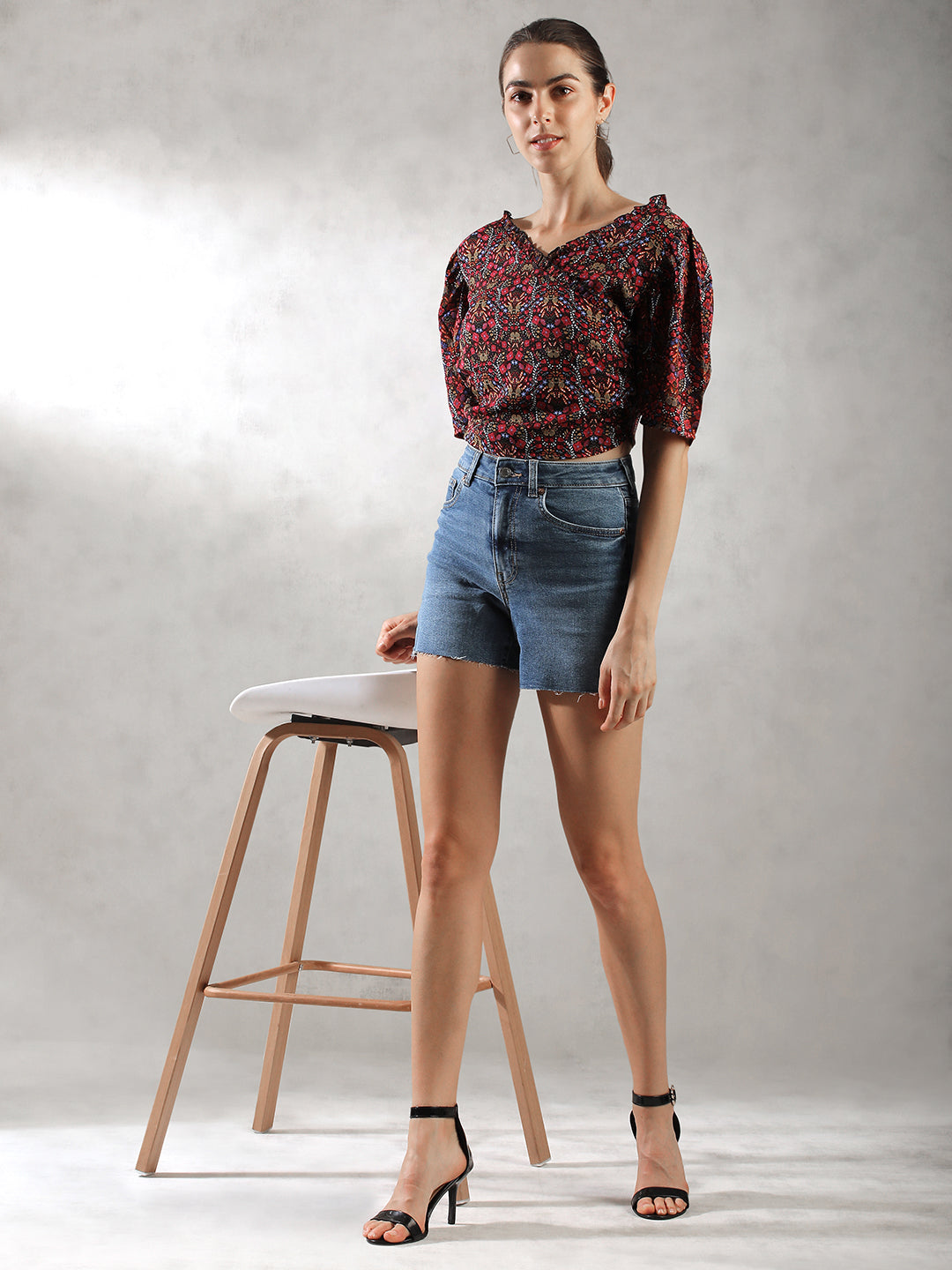 Women Printed Casual Crop Top