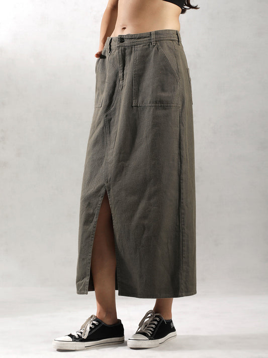 Women Olive Regular Fit Skirt