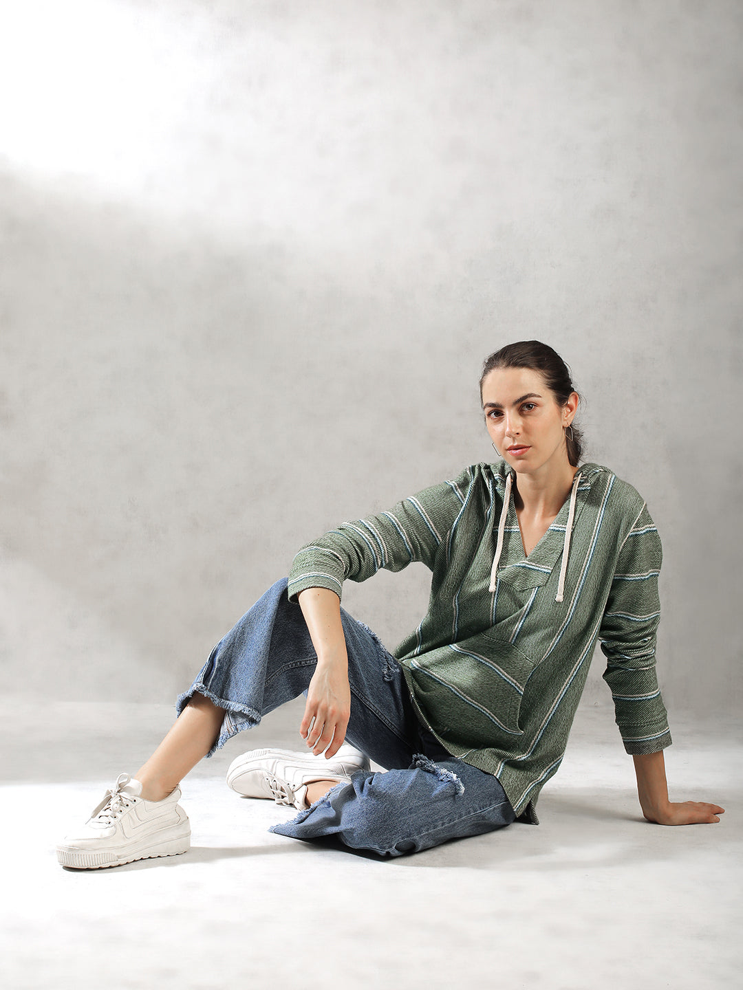 Women Green Oversize Hoodie