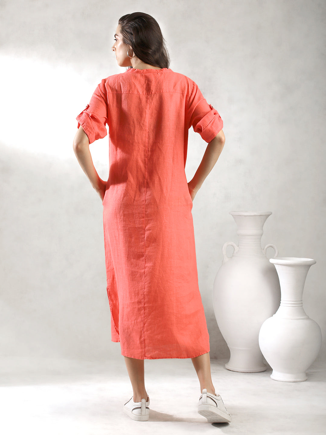 Women Orange Oversize Maxi Dress
