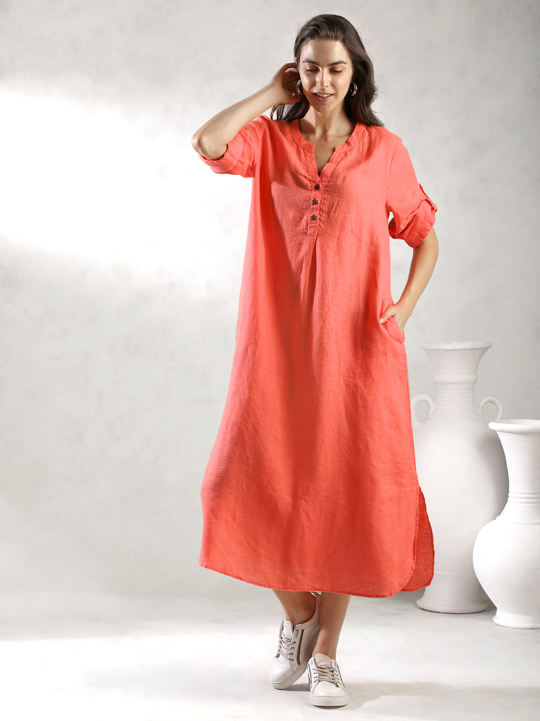 Women Orange Oversize Maxi Dress