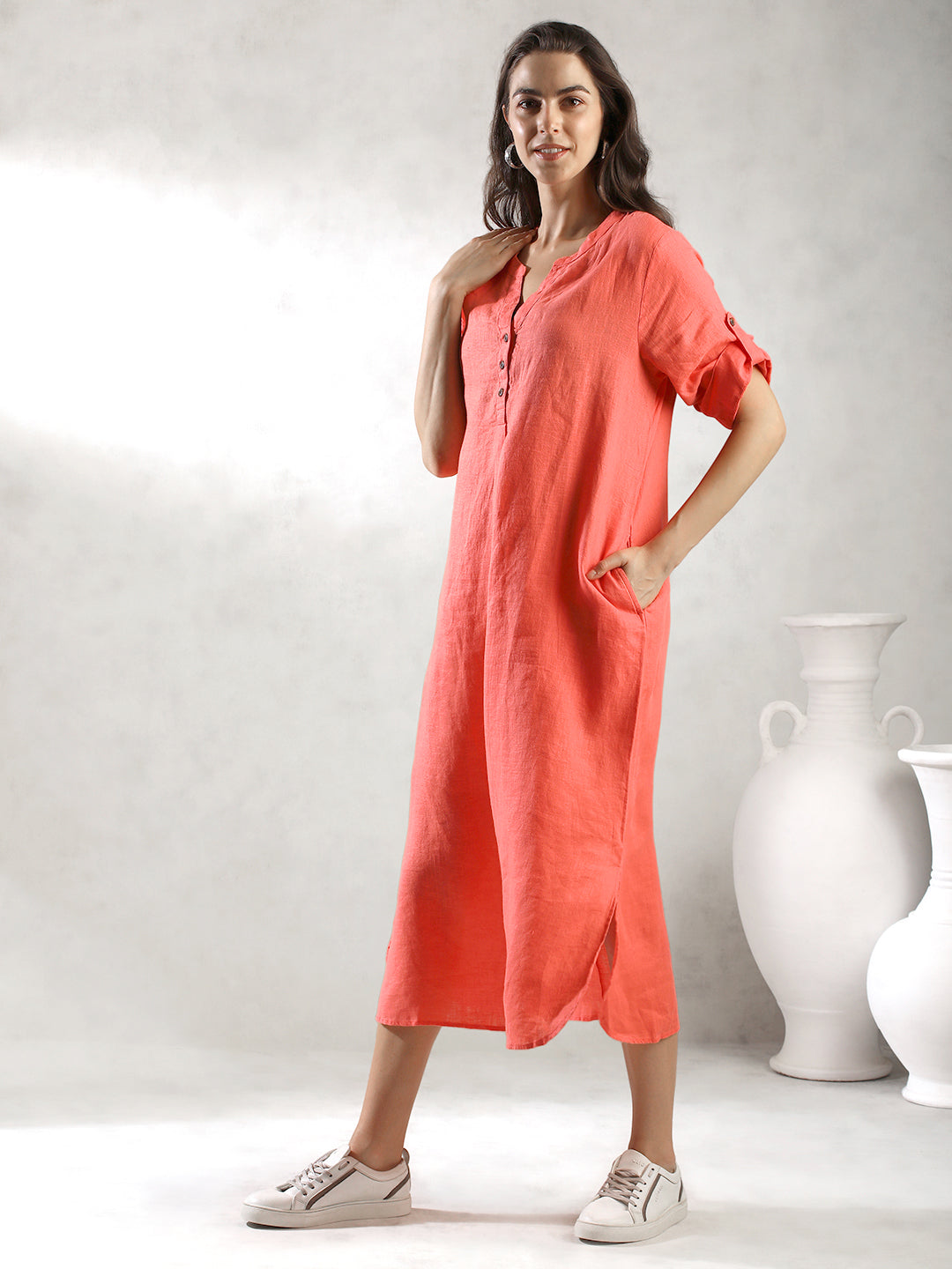 Women Orange Oversize Maxi Dress