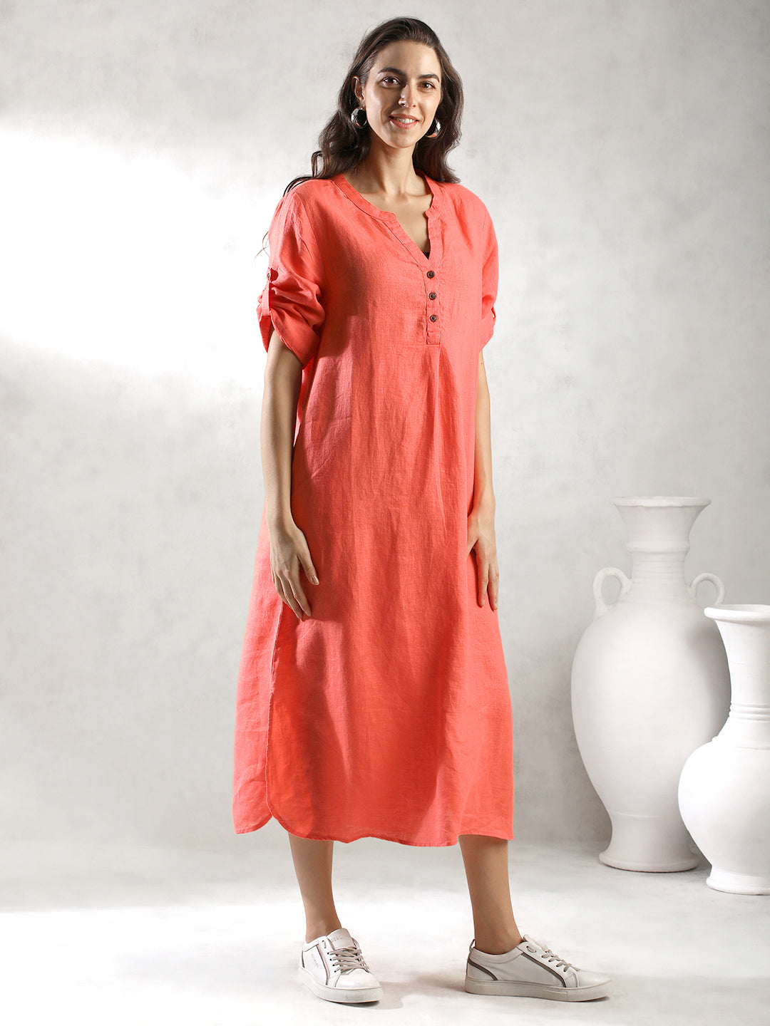 Women Orange Oversize Maxi Dress