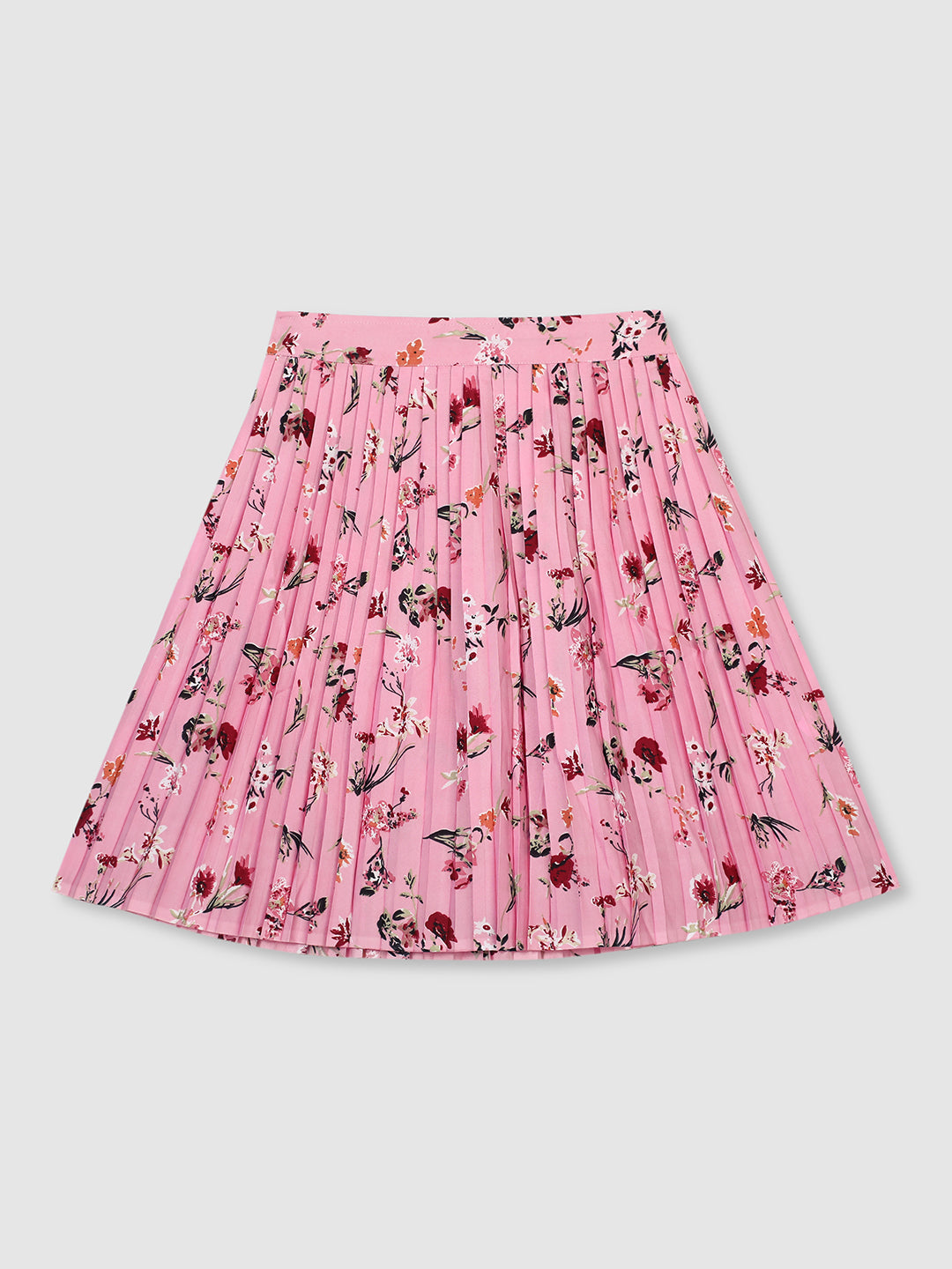 Women Pink Printed Pleated Skirt