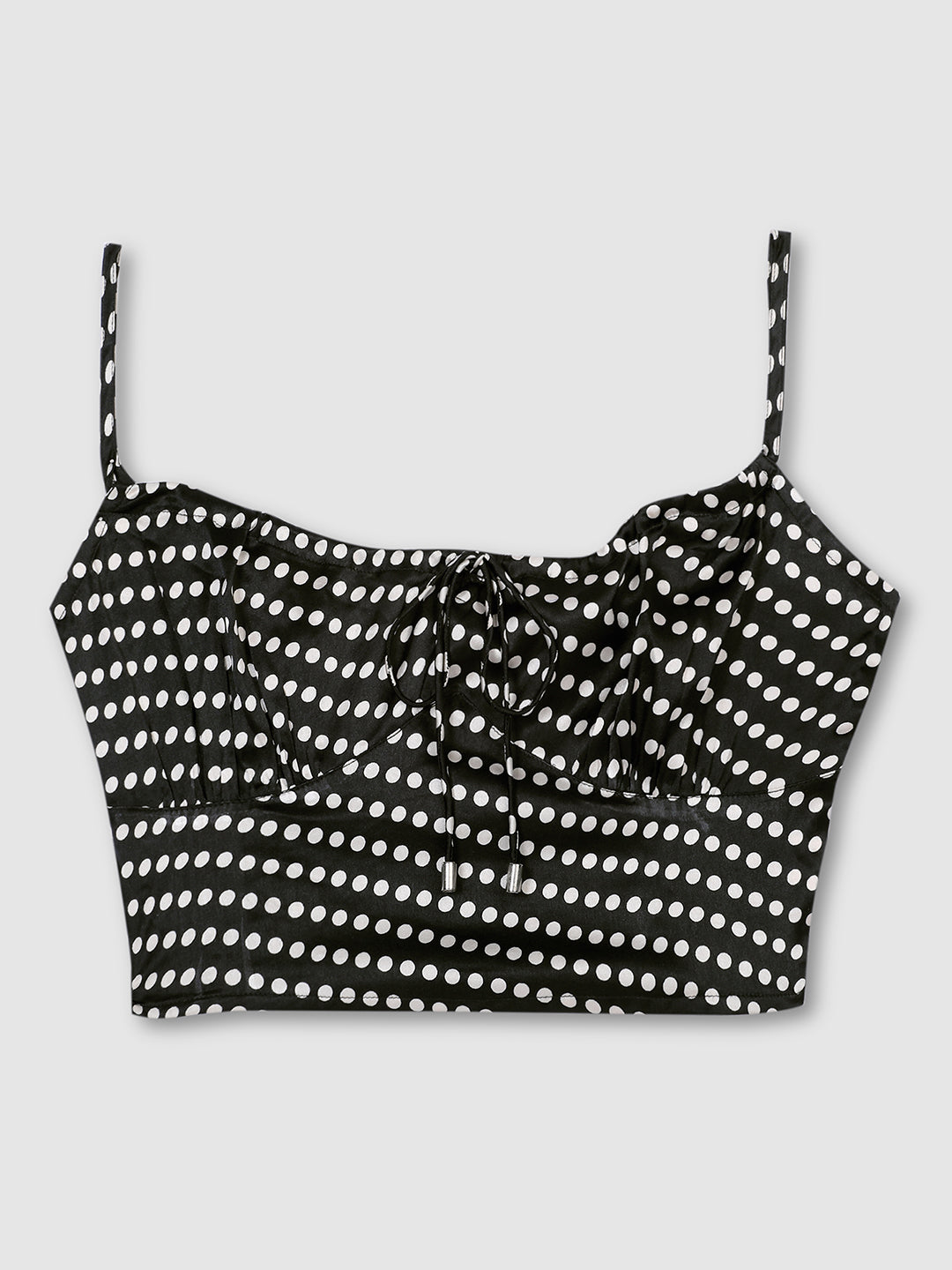 Women Black Polka Dot Crop Top
