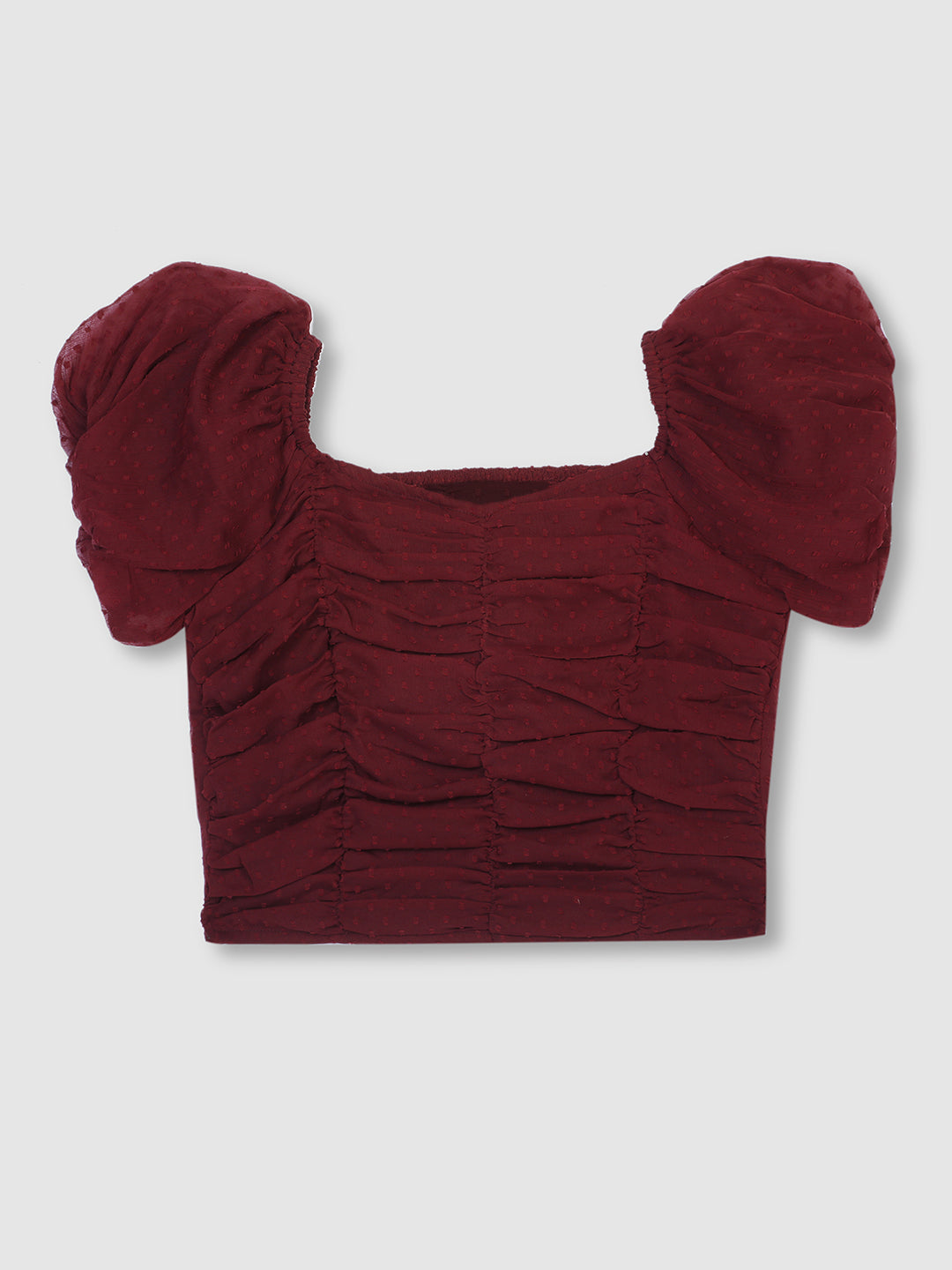 Women Maroon Fitted Crop Top