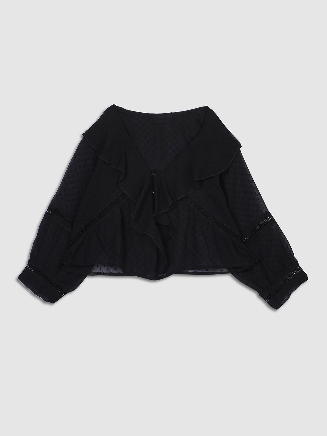 Women Sheer Black  Crop Top