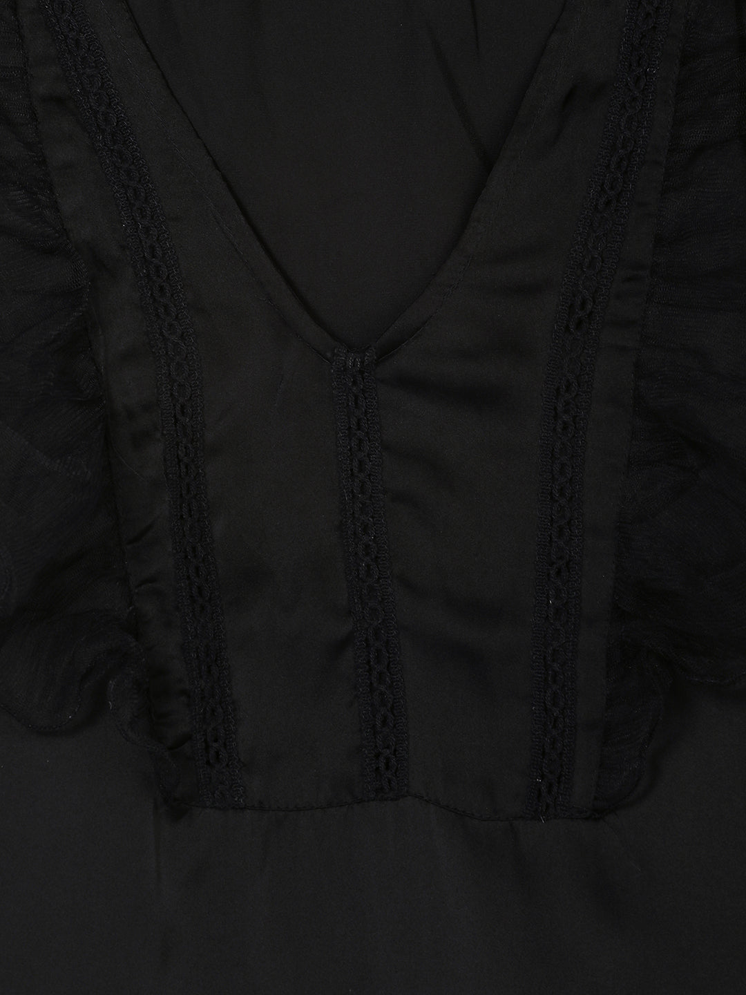 Women Black Fairy Sleeves Top