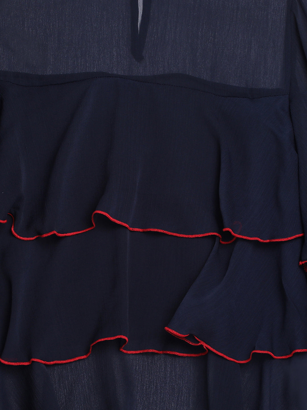 Women Navy Sheer Layers Top