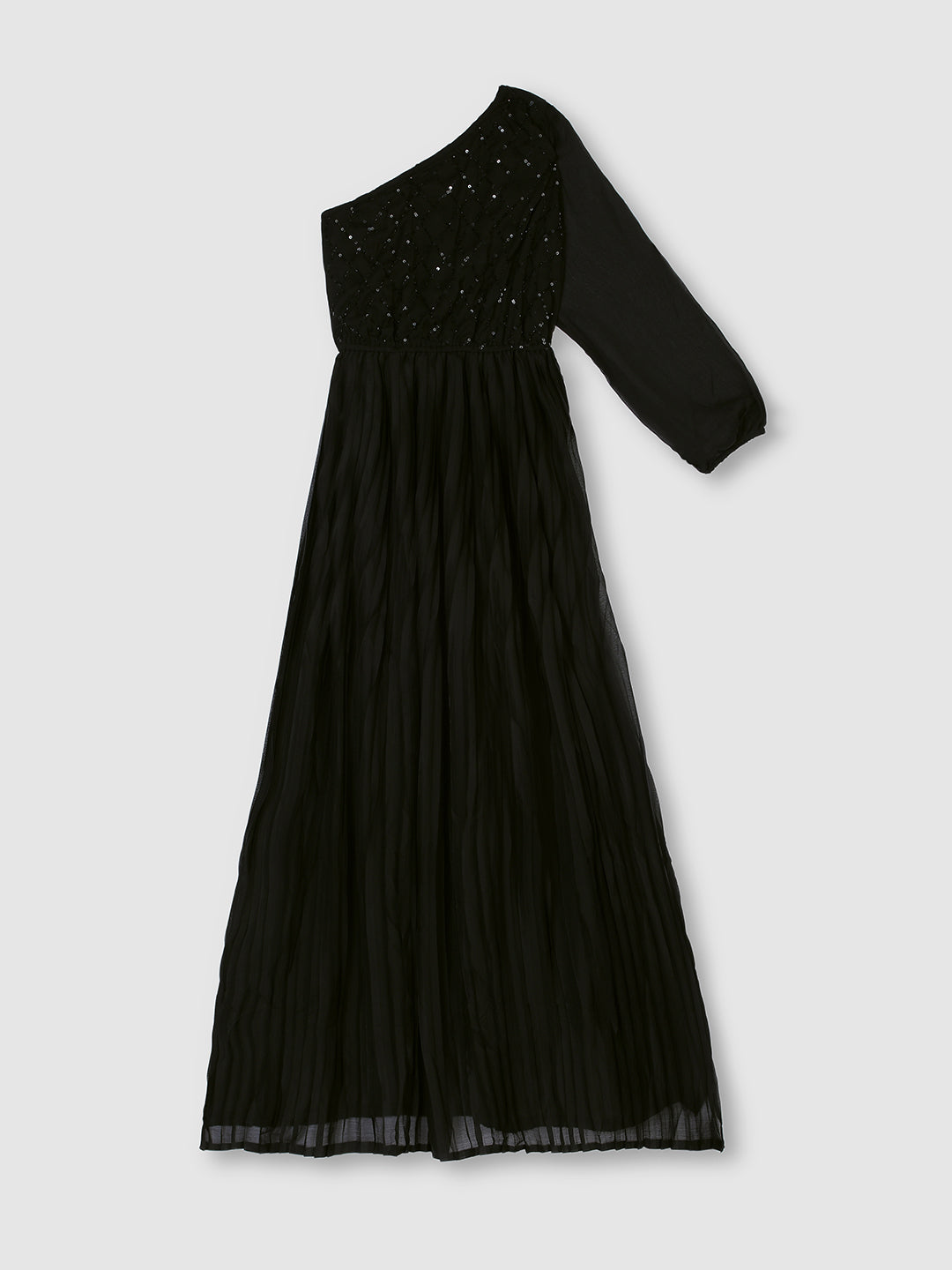 Women Pleated One Shoulder Maxi Dress