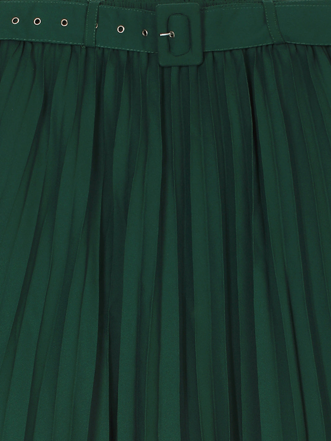 Women Green Pleated A-Line Skirt