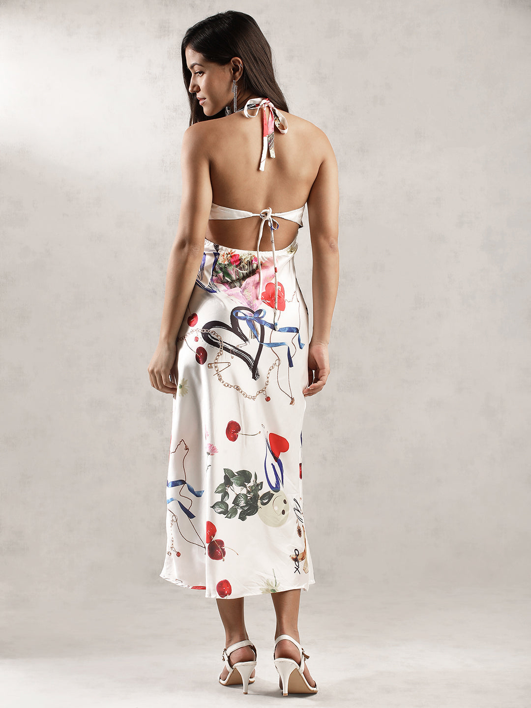 Women White Printed Maxi Dress