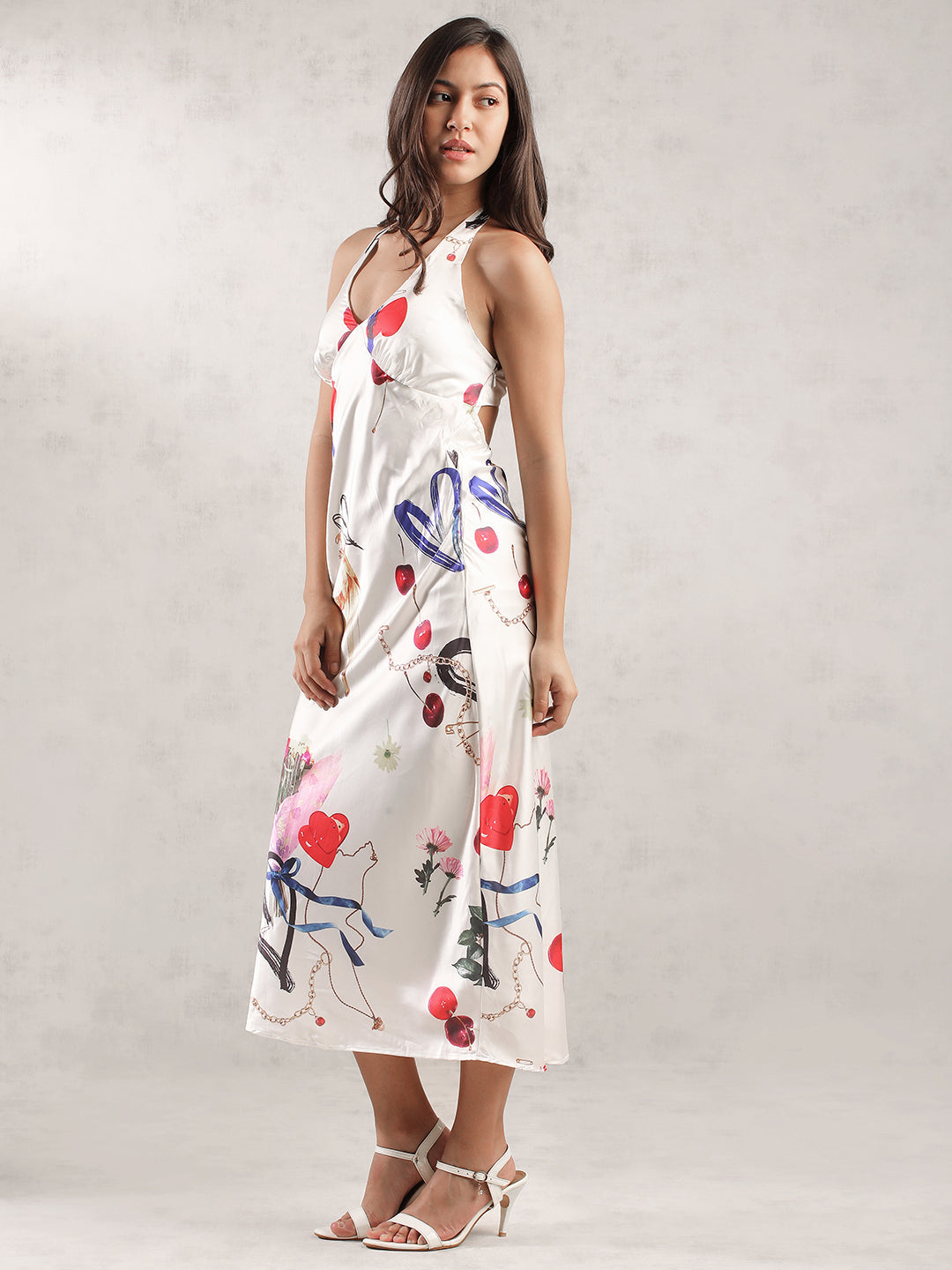 Women White Printed Maxi Dress