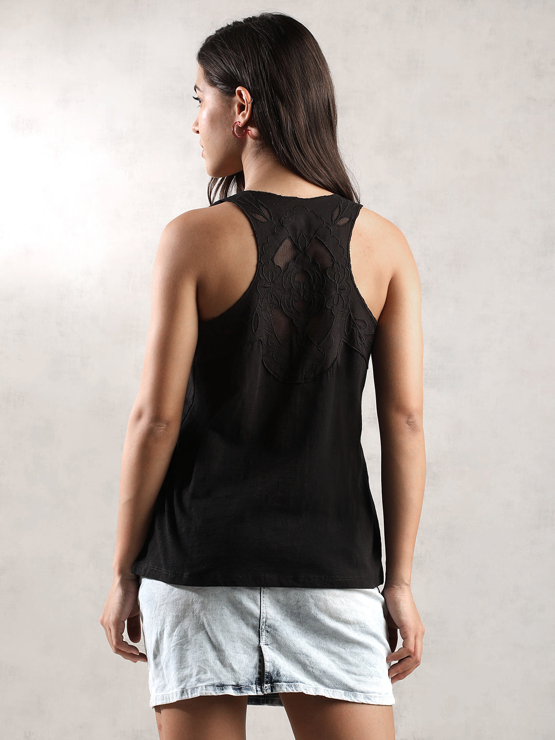 Women Black Comfort Fit Tank Top