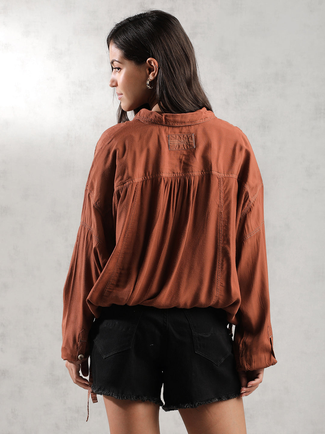 Women Brown Super Cool Oversize Top